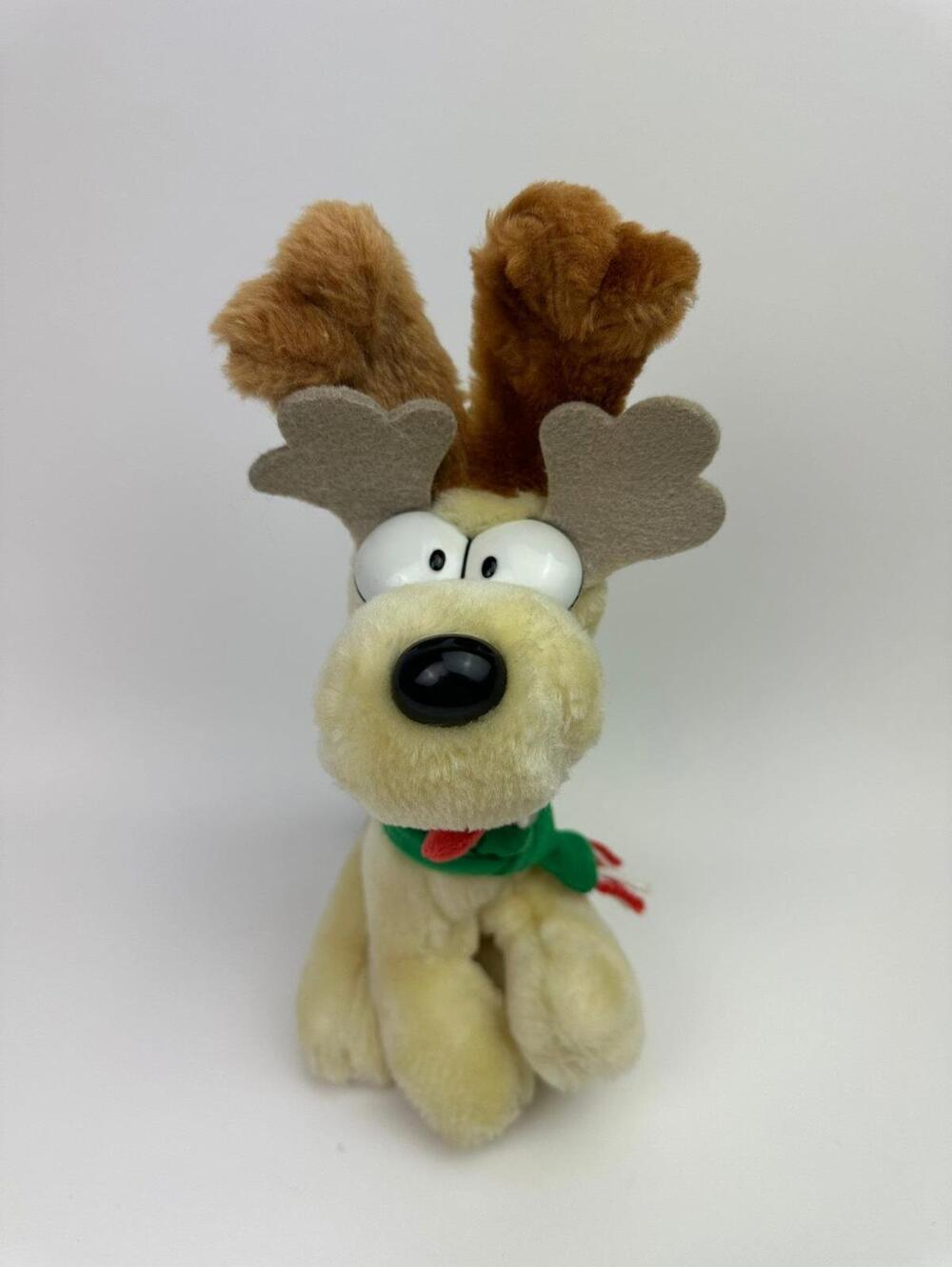 Vintage Garfield and Friends Odie Plush with Antlers and Scarf, 1981 (8 inch)
